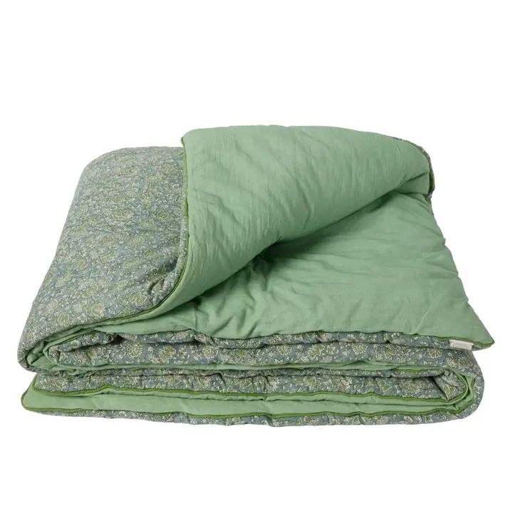 Édredon artisanal block print vert