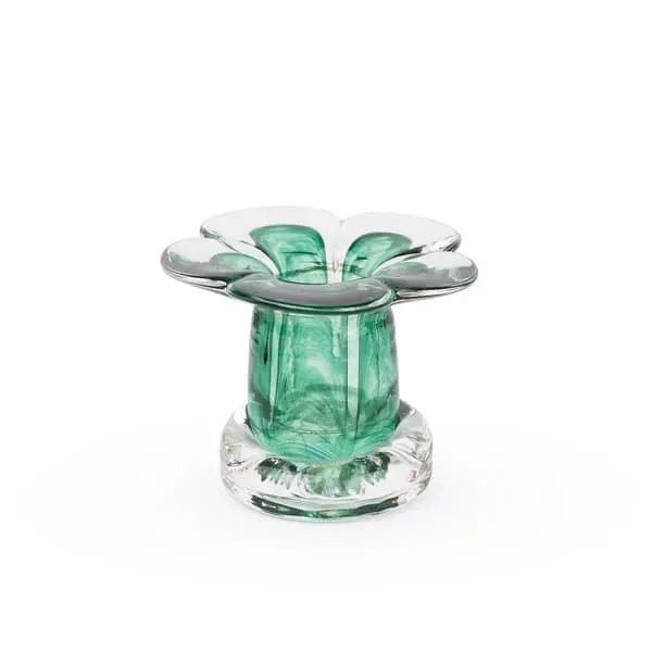 Bougeoir artisanal en verre soufflé vert