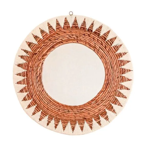 Miroir en rotin fait main tissé