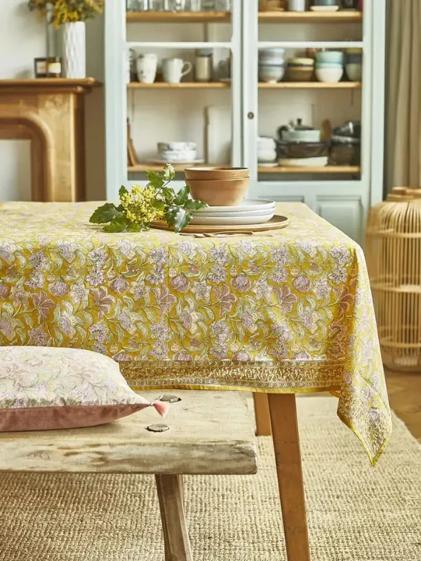 Nappe rectangulaire en coton safran