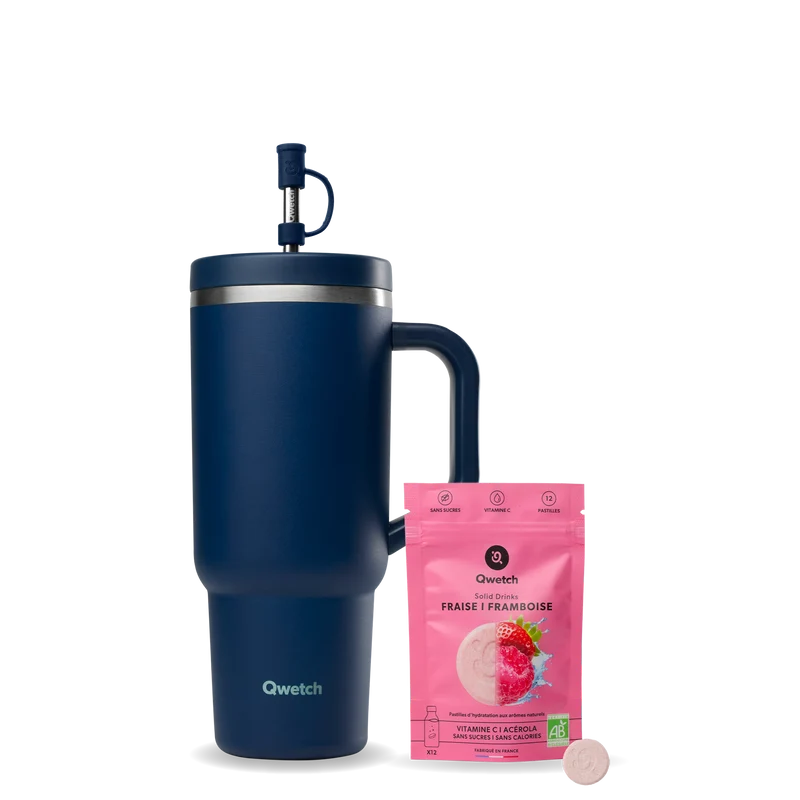 Kit Solid Drinks Fraise Framboise - Travel Cup Bleu Nuit