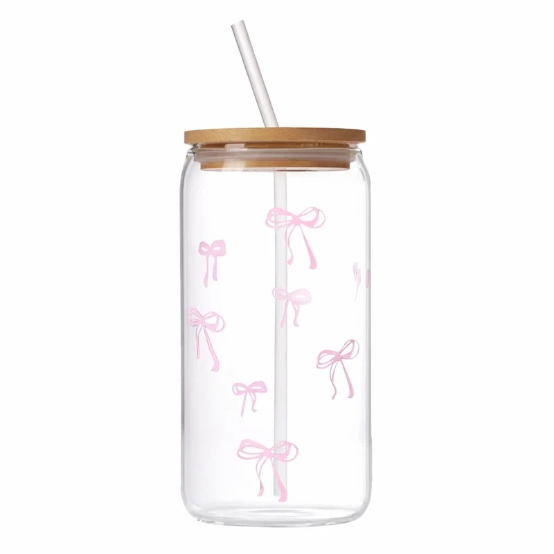 Gourde en Verre Design Nœud avec Paille
