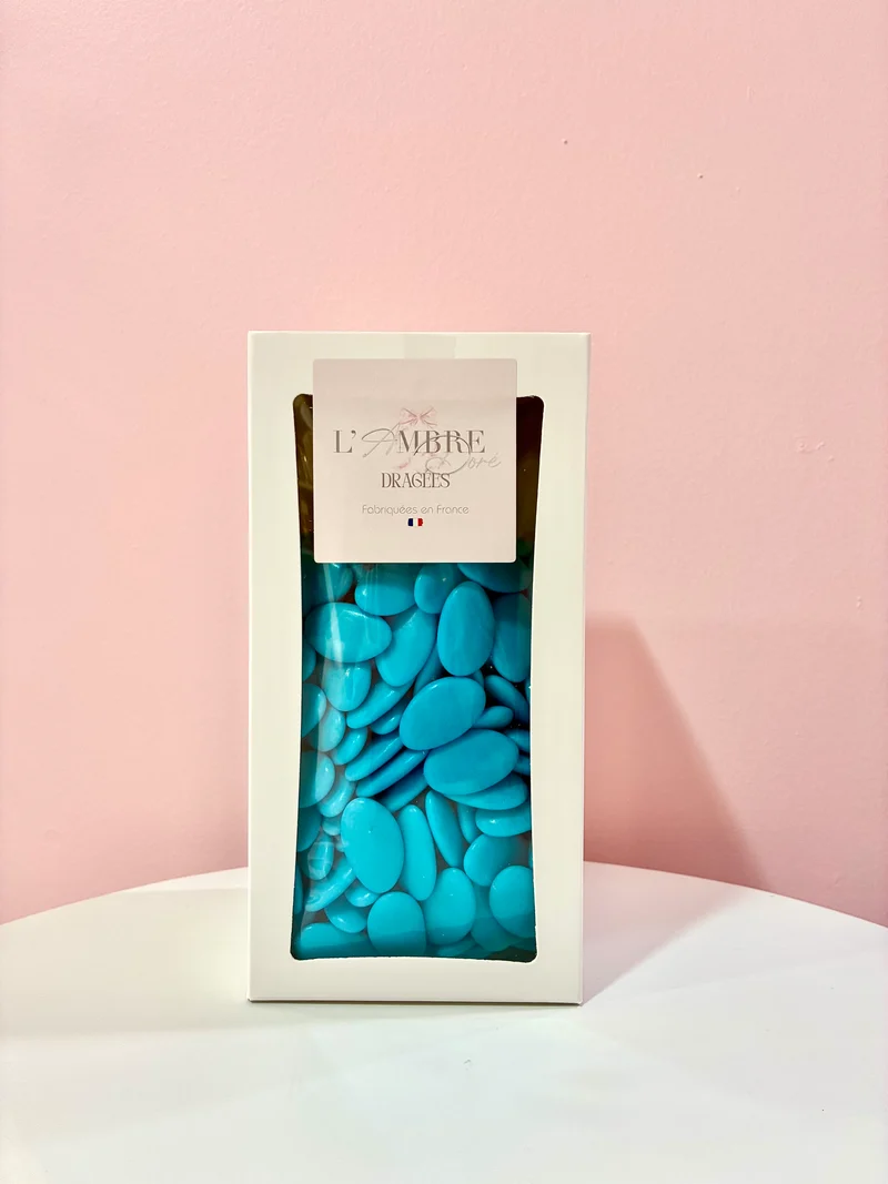 1kg Dragées brillant cacao 54% turquoise | fabrication française