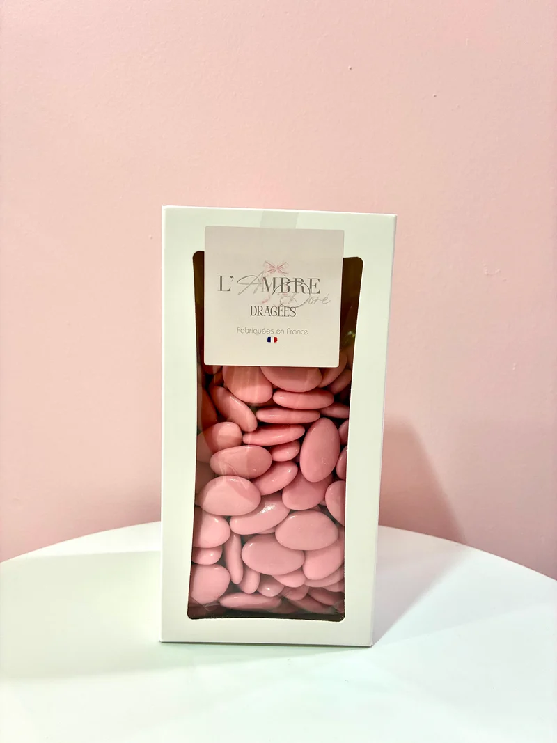 1 kg dragées brillante cacao 54% Rose nacre | fabrication française