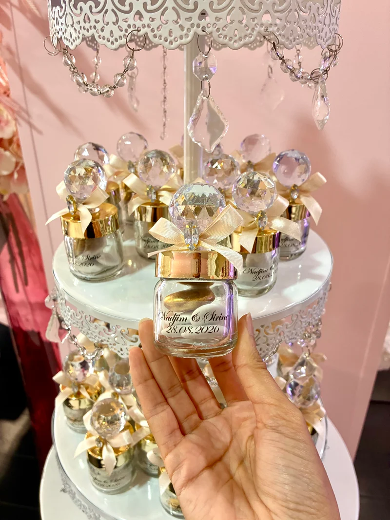 Bonbonnière diamant de luxe avec dragées | cadeaux invités raffinés | L’Ambre Doré