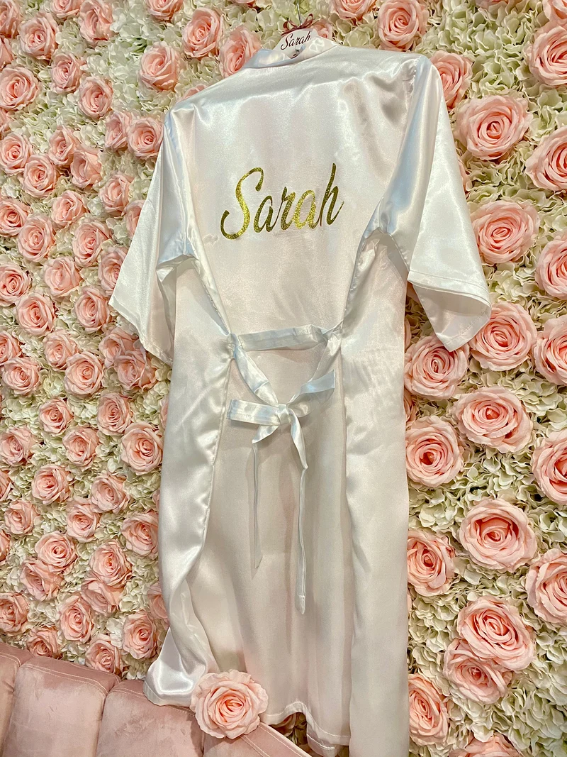 Peignoir satin blanc personnalisé | future mariée | cadeau mariée