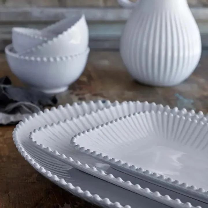 Plat de service en grès blanc 30cm