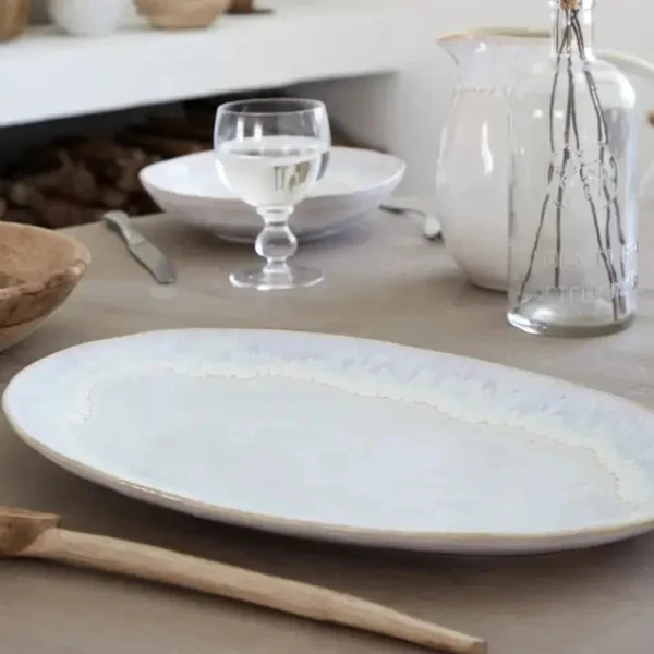 Grand plat de service ovale en grès