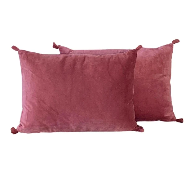 Coussin rectangulaire en velours Framboise