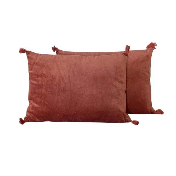 Coussin rectangulaire en velours Terracotta