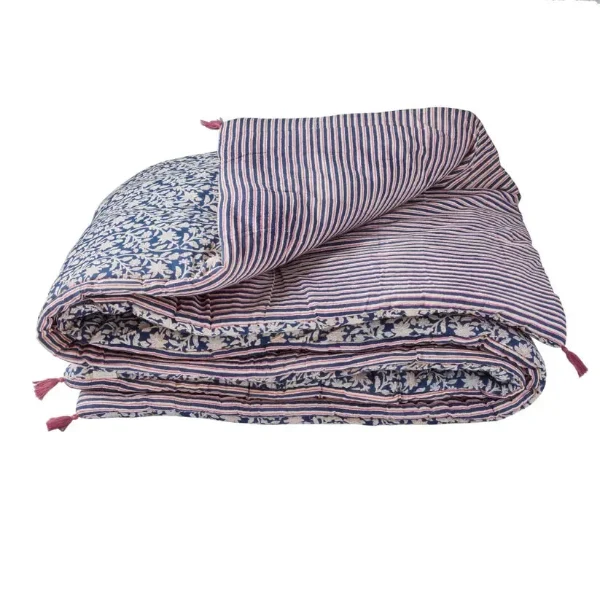 Édredon artisanal block print indigo
