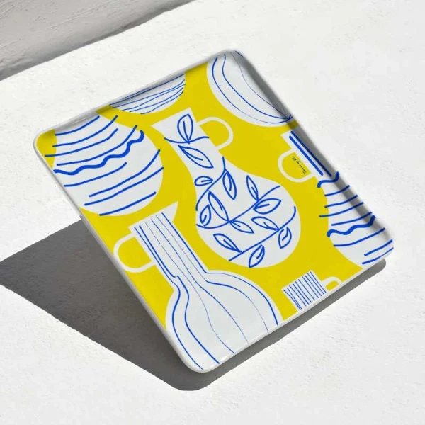 Plateau en porcelaine motif grec