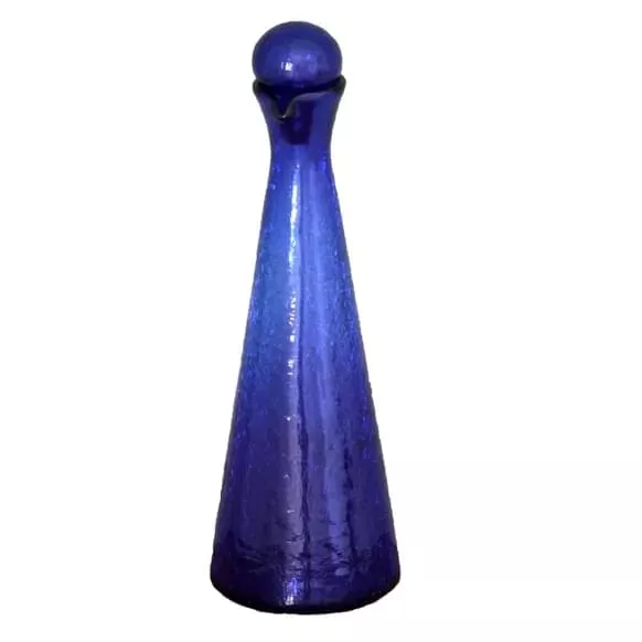 Carafe en verre craquelé avec bouchon Bleu