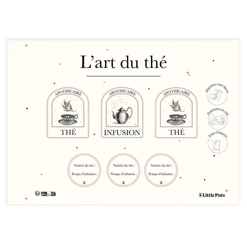 Étiquettes waterproof "L'art du thé"