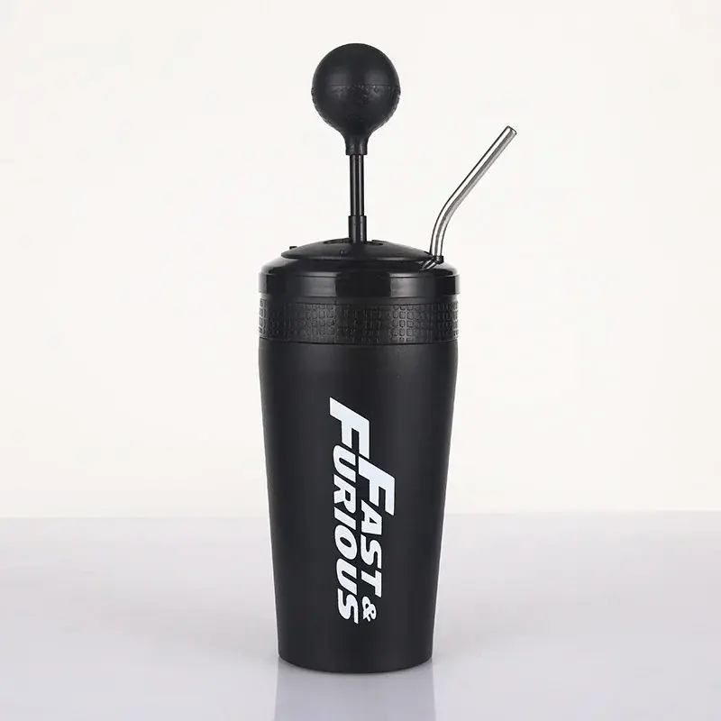 Gourde avec paille en inox 500 ml - Style racing