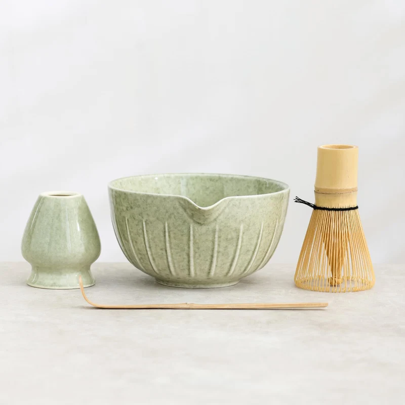 Set Matcha 500ml Bol Céramique Gradient Émeraude