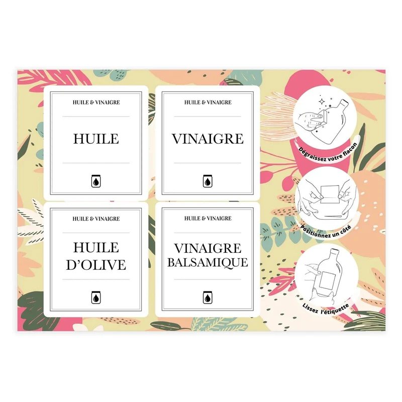 Étiquettes Waterproof "Huile et Vinaigre"