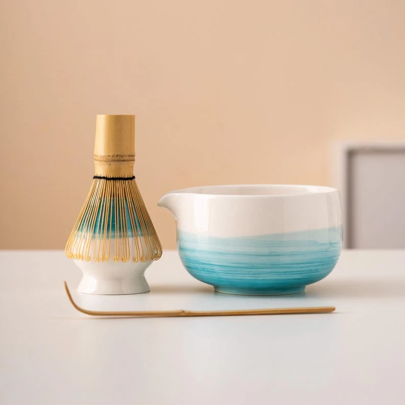 Set de Matcha ceramique 450ml belu ciel