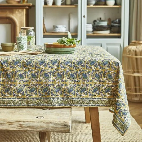 Nappe rectangulaire en coton jaune