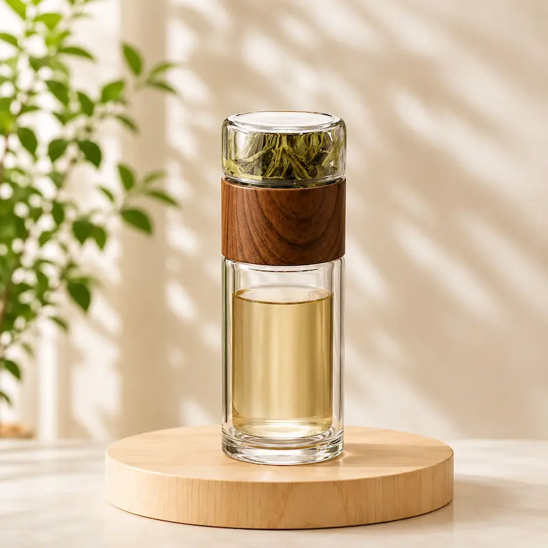 Bouteille en verre double paroi - Thé chaud partout | Klaris