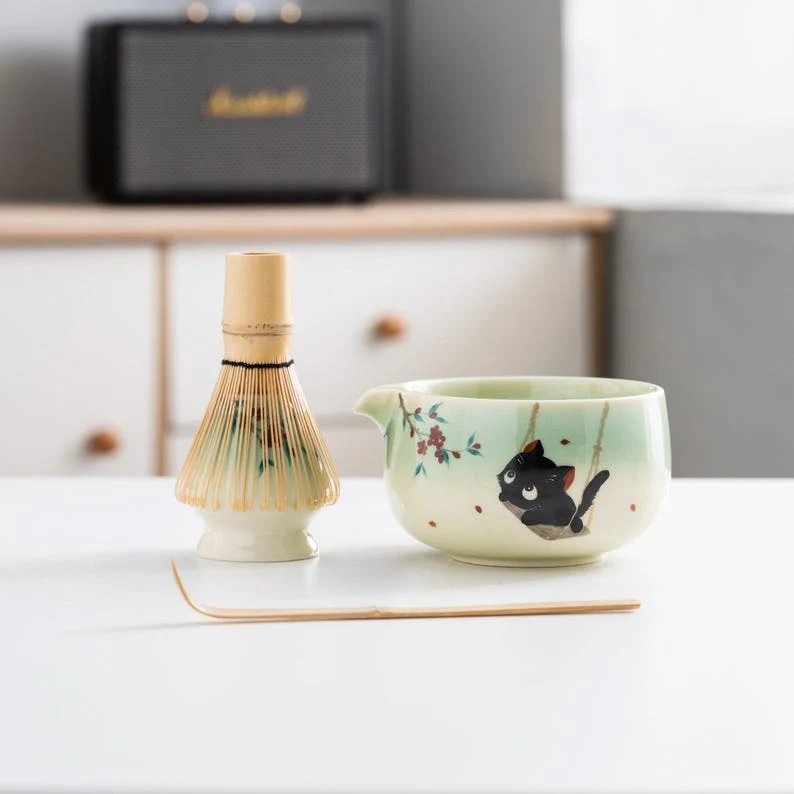Set de matcha 450ml chat noir sakura