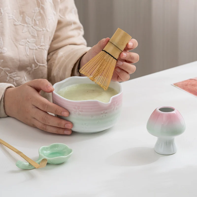 Set de matcha 450ml dégradé pastels
