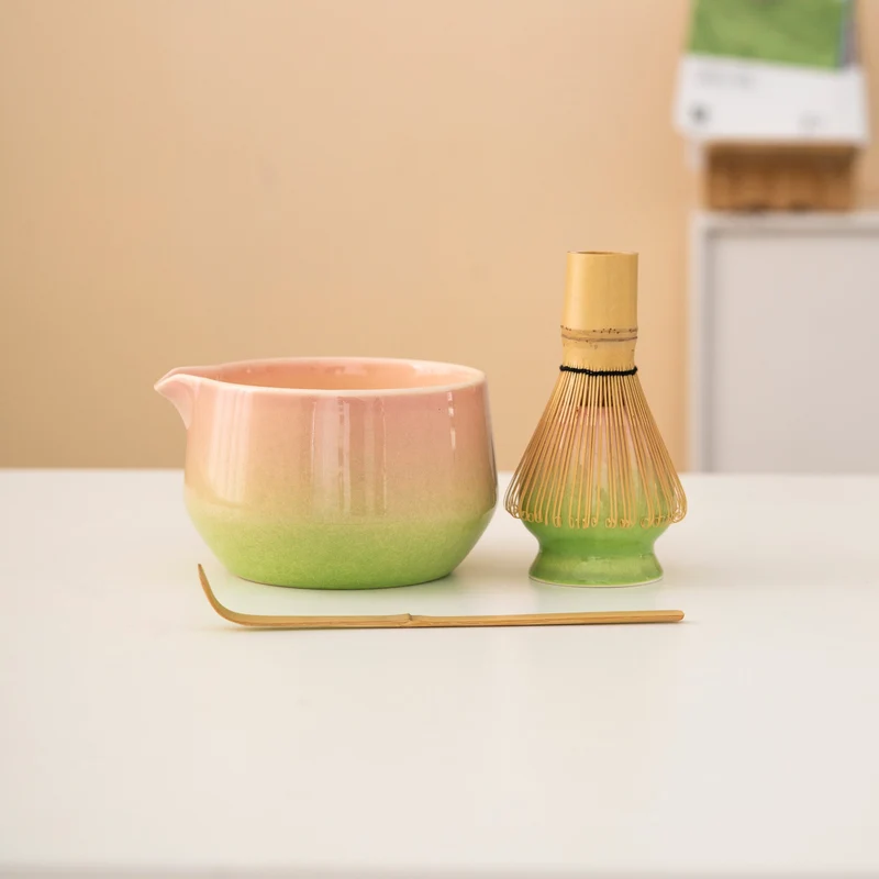 Set de matcha 450ml dégradé rose-vert