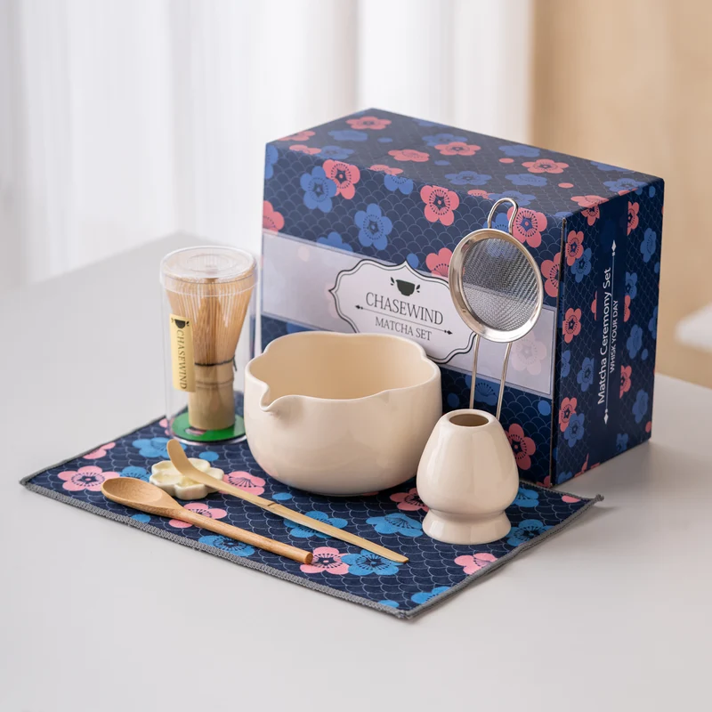 Set Matcha 500ml Pétale Sculpté Fouet Bambou Zen