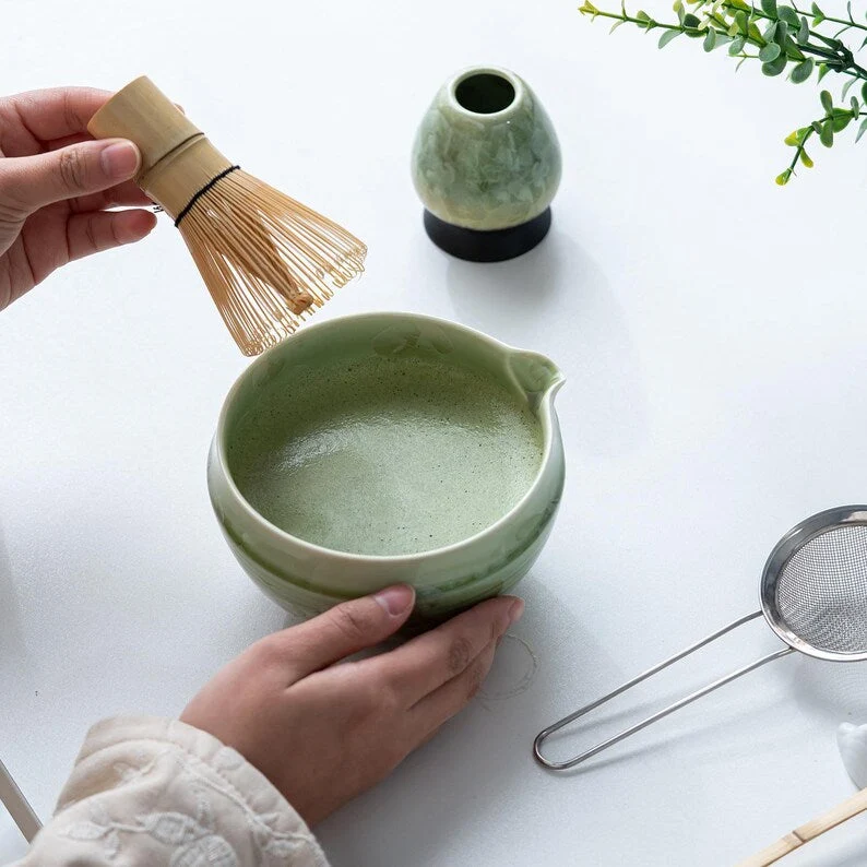 Set Matcha 600ml Bol Artisanal Glaçure Épaisse