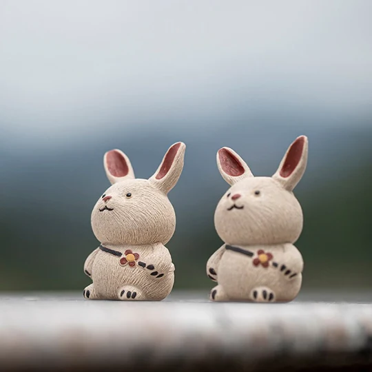 Mascottes de thé 2 lapins