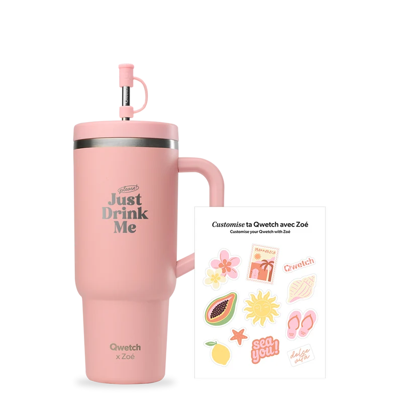 Travel Cup & Stickers x Juste Zoé - Pastel Rose