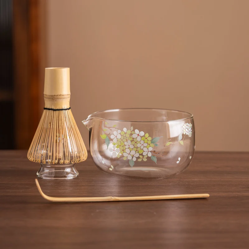 Set Matcha 550ml Bowl Verre Fouet Chasen Holder