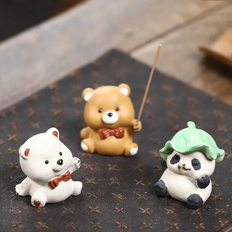 Mascottes de thé nounours blanc en argile