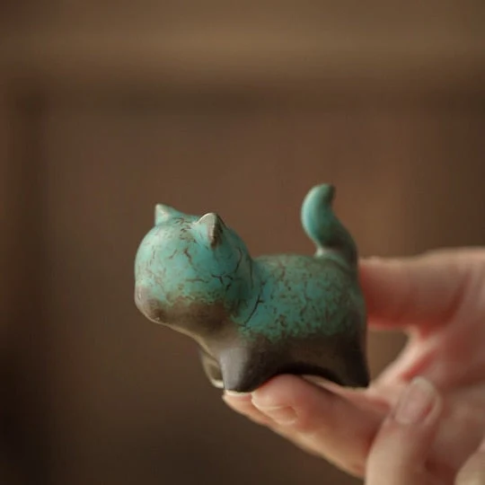 Mascottes de thé chat en céramique