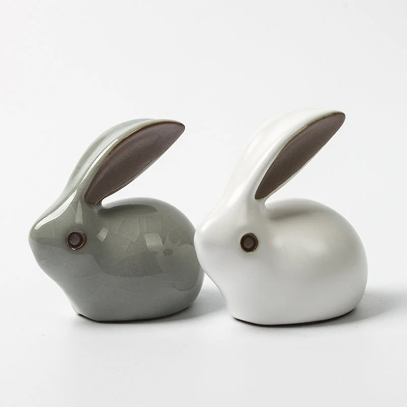 Mascottes de thé lapin blanc en céramique