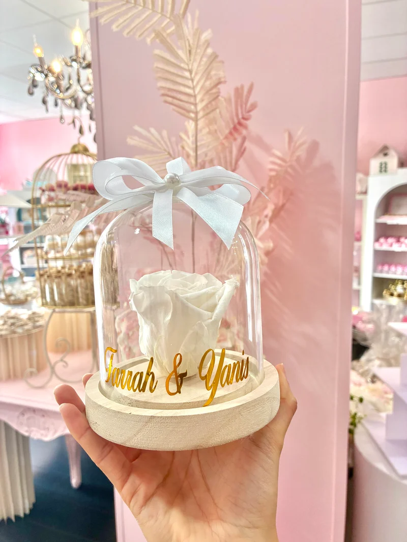 Porte alliances cloches avec rose éternelle