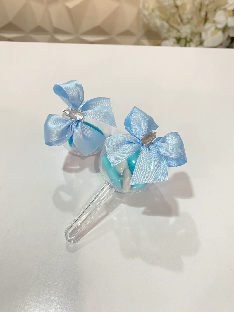 Hochet plexi avec dragées chocolats | Baptême | Cadeaux invités