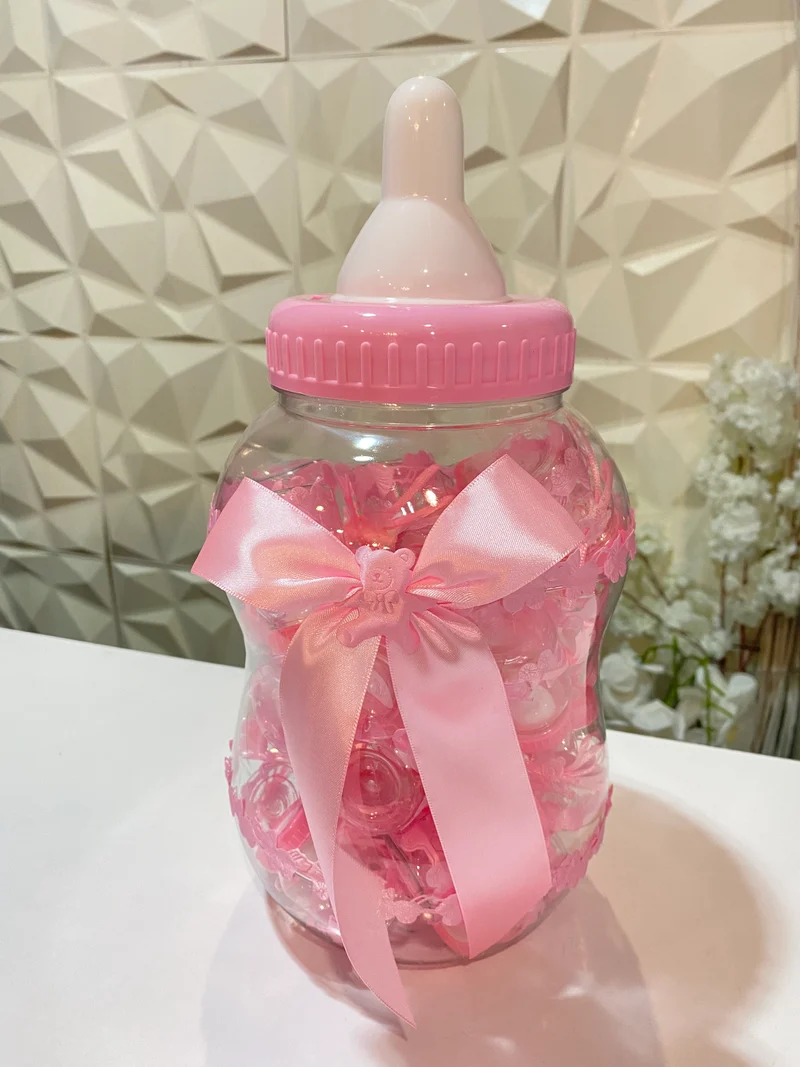 Lot de 30 petits biberons à dragées Rose