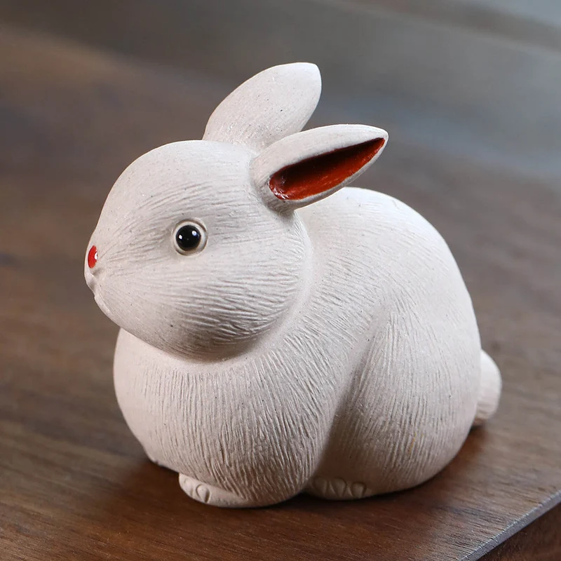 Mascottes de thé lapin blanc mignon en argile