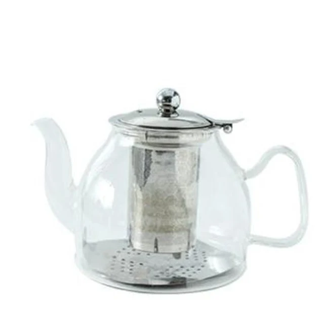 THÉIÈRE EN VERRE ET MÉTAL