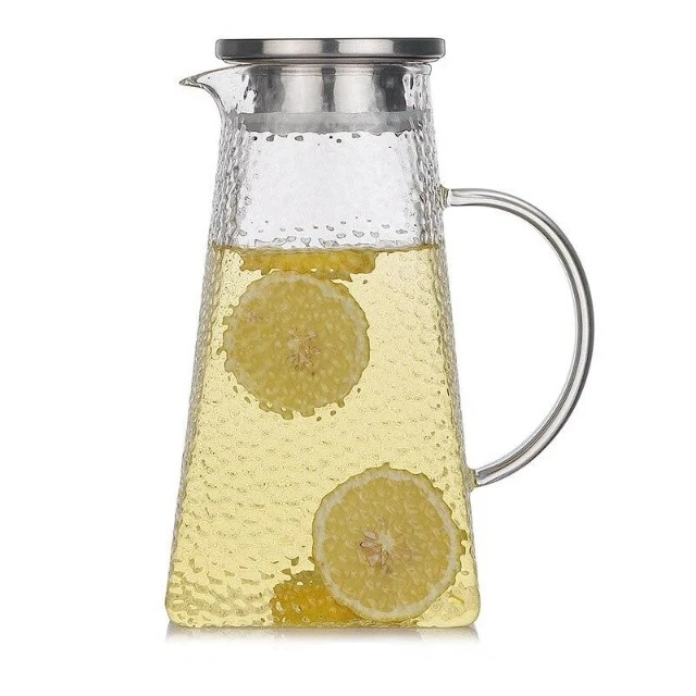 THÉIÈRE EN VERRE ET ARGENT CARRÉE