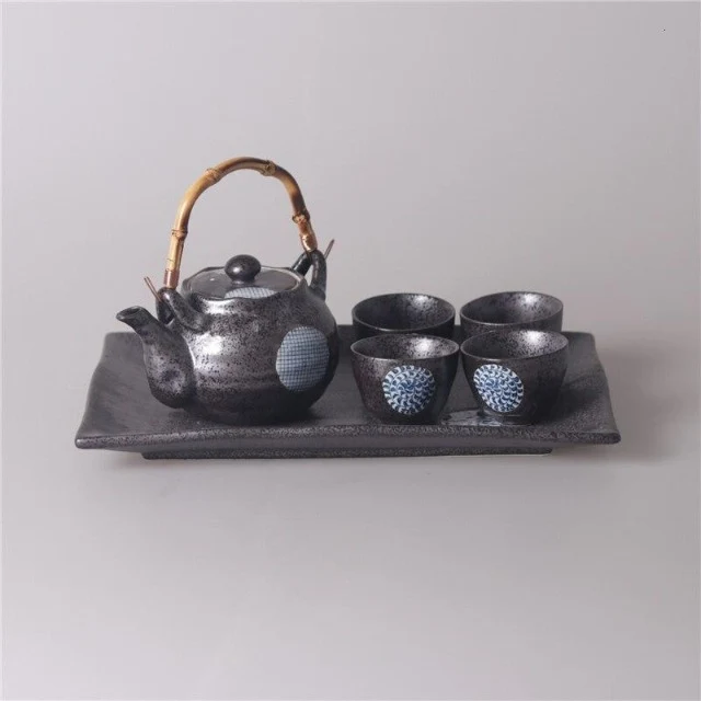 SERVICE À THÉ JAPONAIS NOIRE EN CÉRAMIQUE