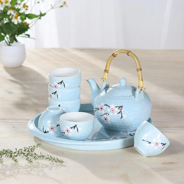 SERVICE À THÉ JAPONAIS BLEU TURQUOISE