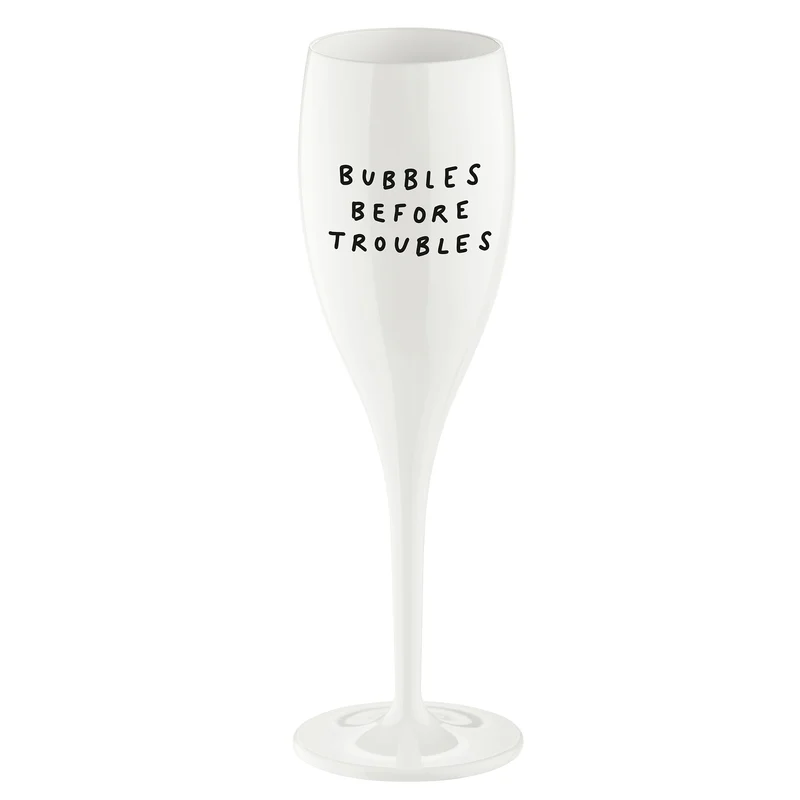 Glas mit Druck CHEERS No. 1 BUBBLES BEFORE TROUBLES