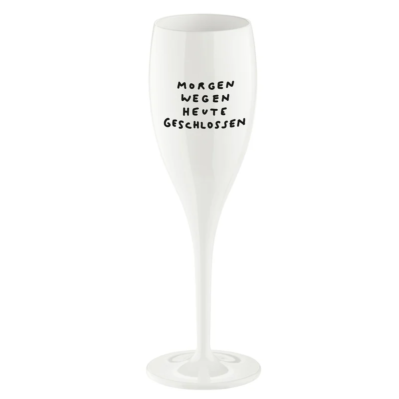 Glas mit Druck CHEERS No. 1 MORGEN WEGEN HEUTE GESCHLOS
