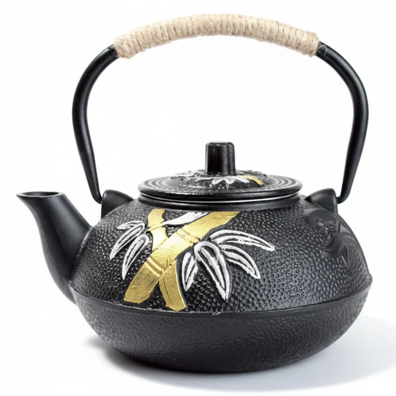 THÉIÈRE EN FONTE ANSE EN BAMBOU