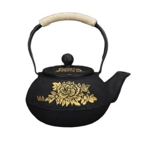 THÉIÈRE EN FONTE FLEUR D'OR