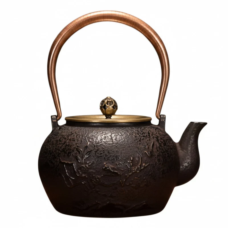 THÉIÈRE EN FONTE FOND PLAT