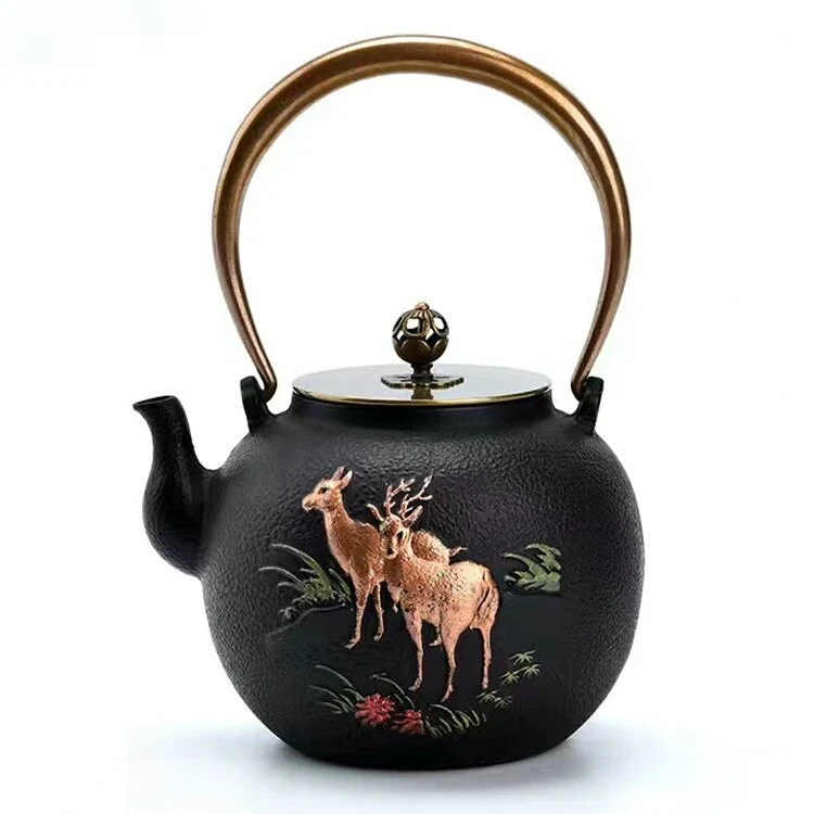 Théière en fonte noire Língyáng