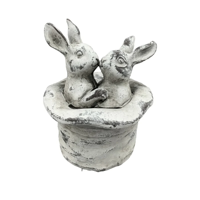 Statuette "Lapins dans le Chapeau"